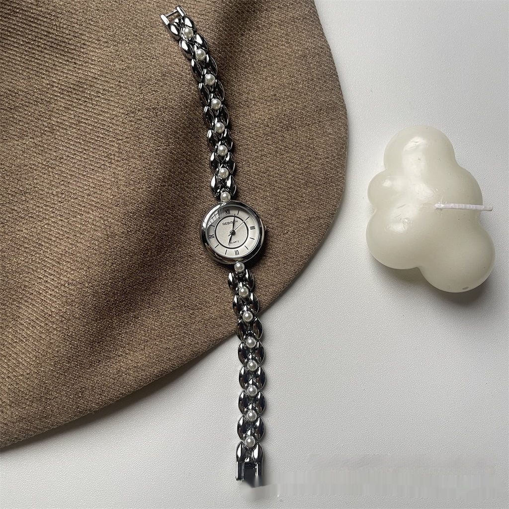 Roman Pearl Chain Watch For Women