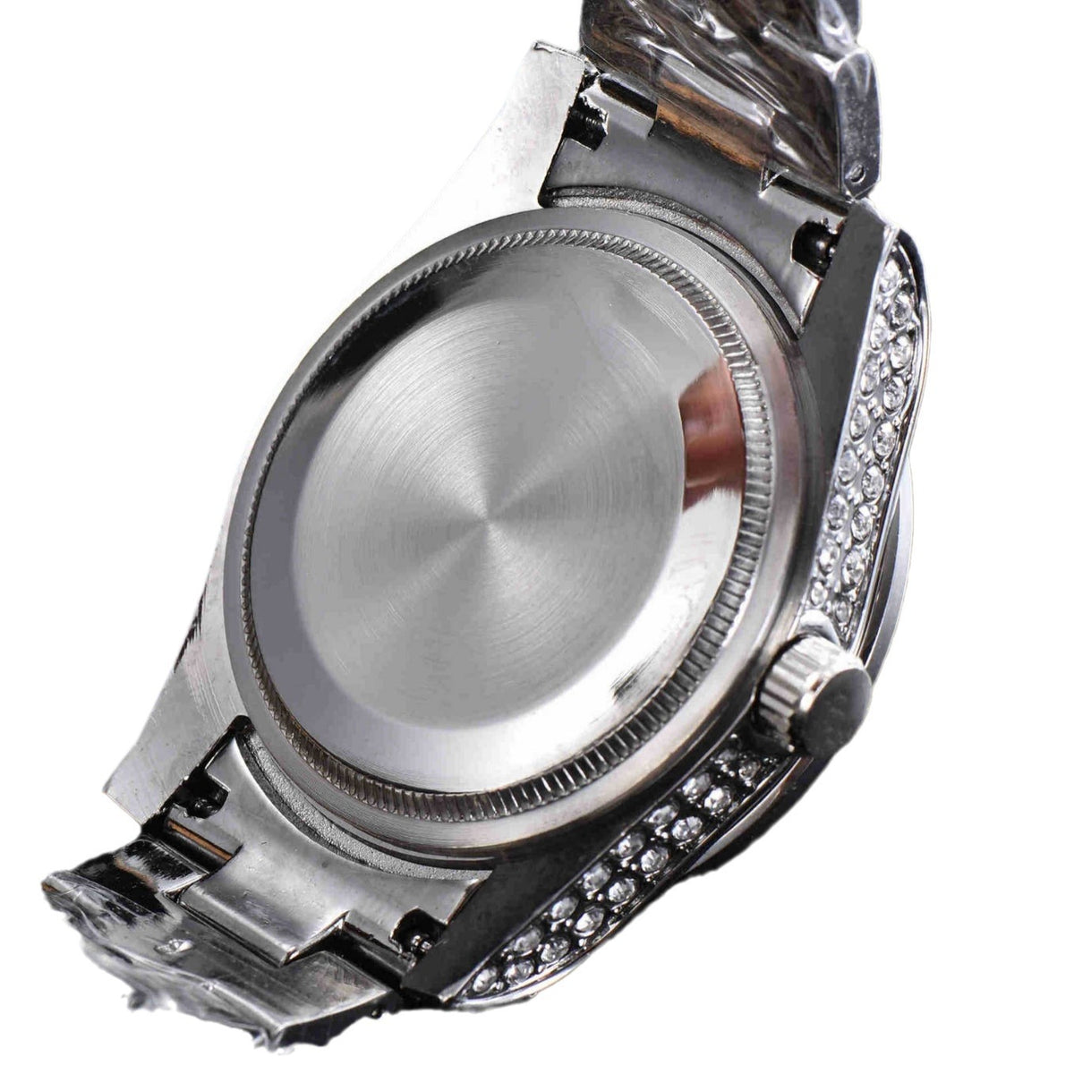 Mens All-Diamond Stainless Steel Quartz Watch